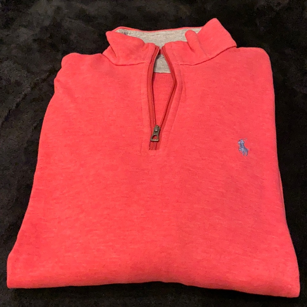Polo Ralph Lauren quarter zip coral sweatshirt.